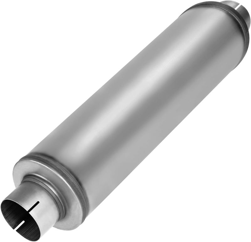 TECTRUC 4" Inlet Diesel Exhaust Muffler,4 Inch Inlet/Outlet Muffler Performance Straight Through Stainless Steel 30" Whole Length,Welded On Exhaust Tip - Image 1